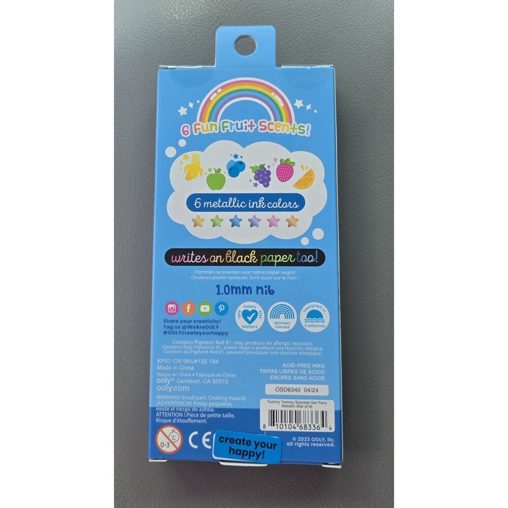 OOLY Yummy Yummy Scented Metallic Gel Pens Set 6ct 1.0mm Nib - Picture 2 of 2